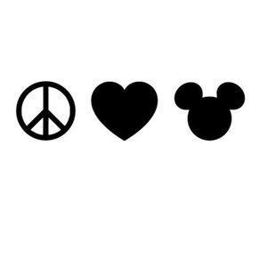 Vinyl Decal for Window - Peace, Love, Mickey